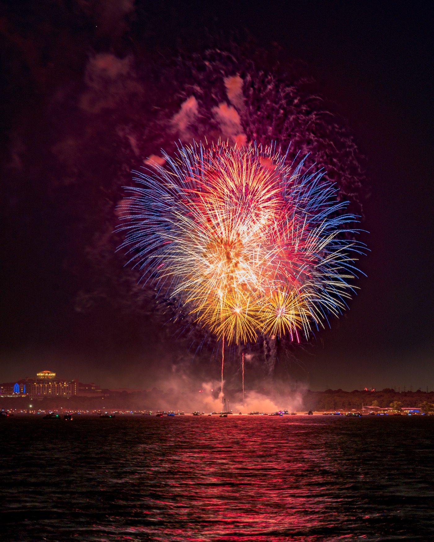 Fourth of July fireworks over Lake Grapevine